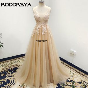 Illusion Tulle Lace Wedding Dress For Women Sexy V-Neck Bridal Party Gowns Beach Bride Vestidos De Noiva Mariage Customized